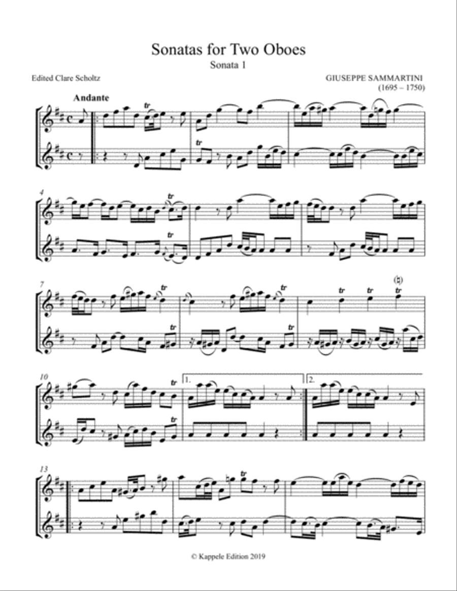 Three Sonatas for Two Oboes Woodwind Duet scores gallery preview page 2