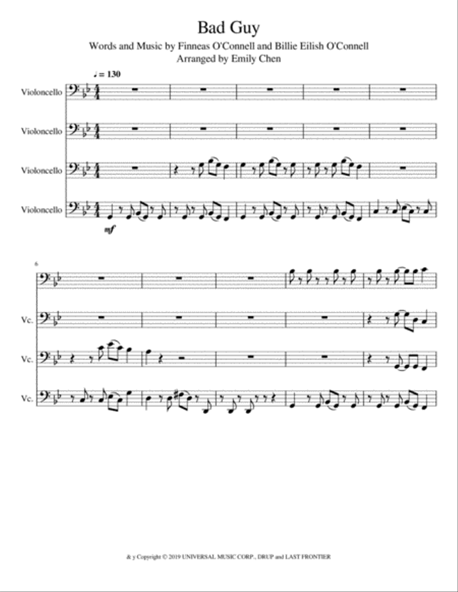 Bad Guy Small Ensemble scores gallery preview page 1