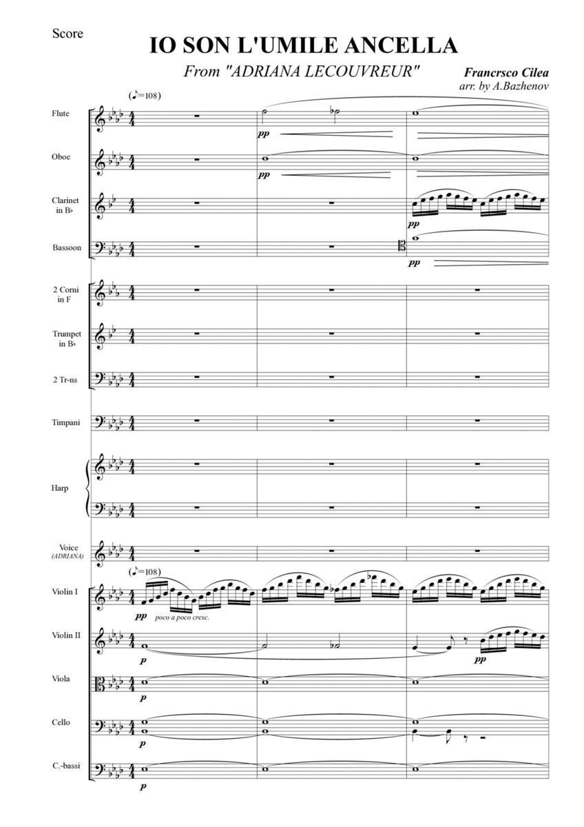 IO SON L'UMILE ANCELLA from "ADRIANA LECOUVREUR" (Score and Parts) image number null