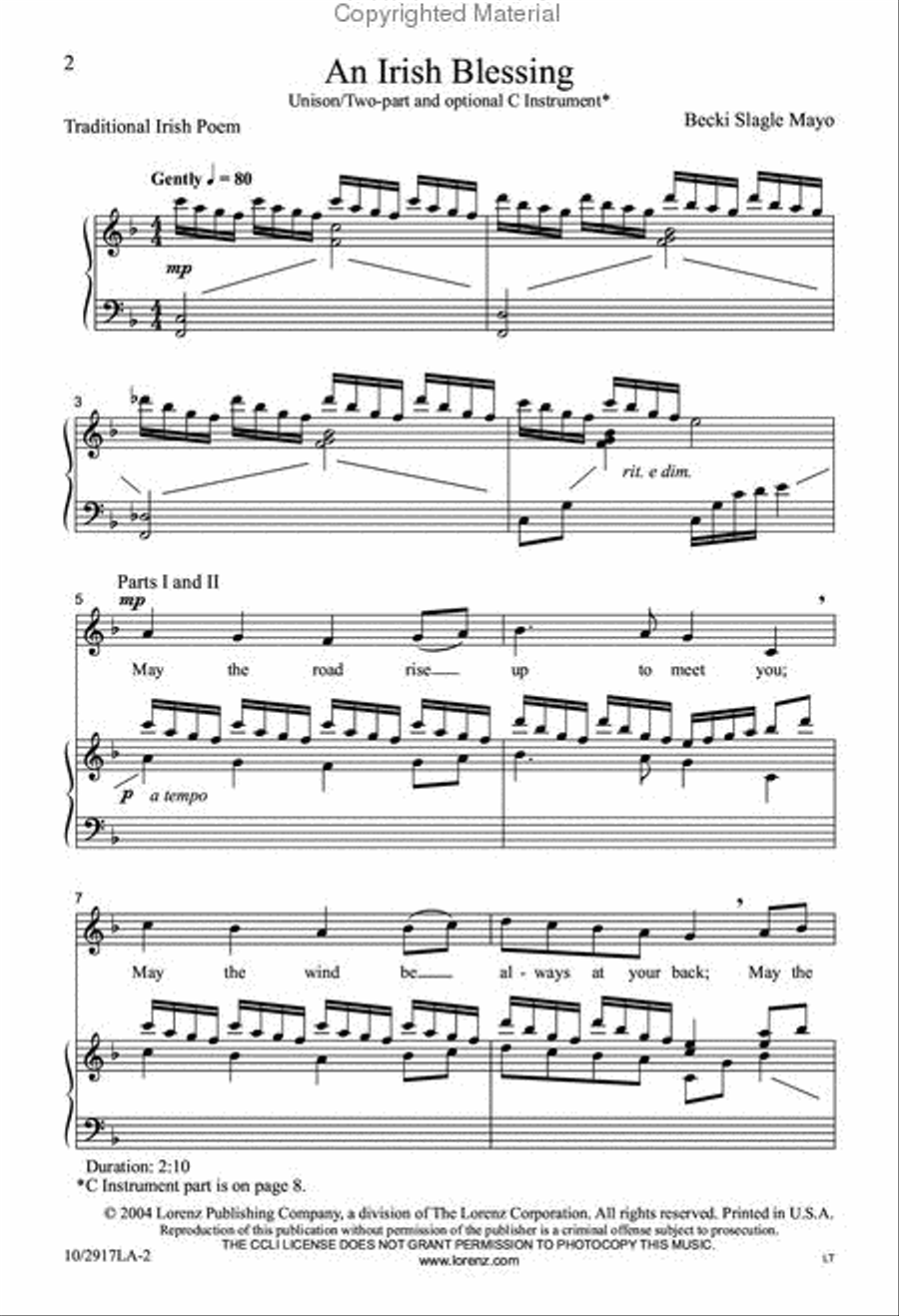 An Irish Blessing An Irish Blessing Unison Choir scores gallery preview page 2