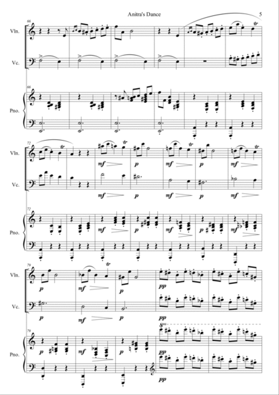 Peer Gynt, Suite No.1, Op. 46, Anitra's Dance Piano Trio scores gallery preview page 5