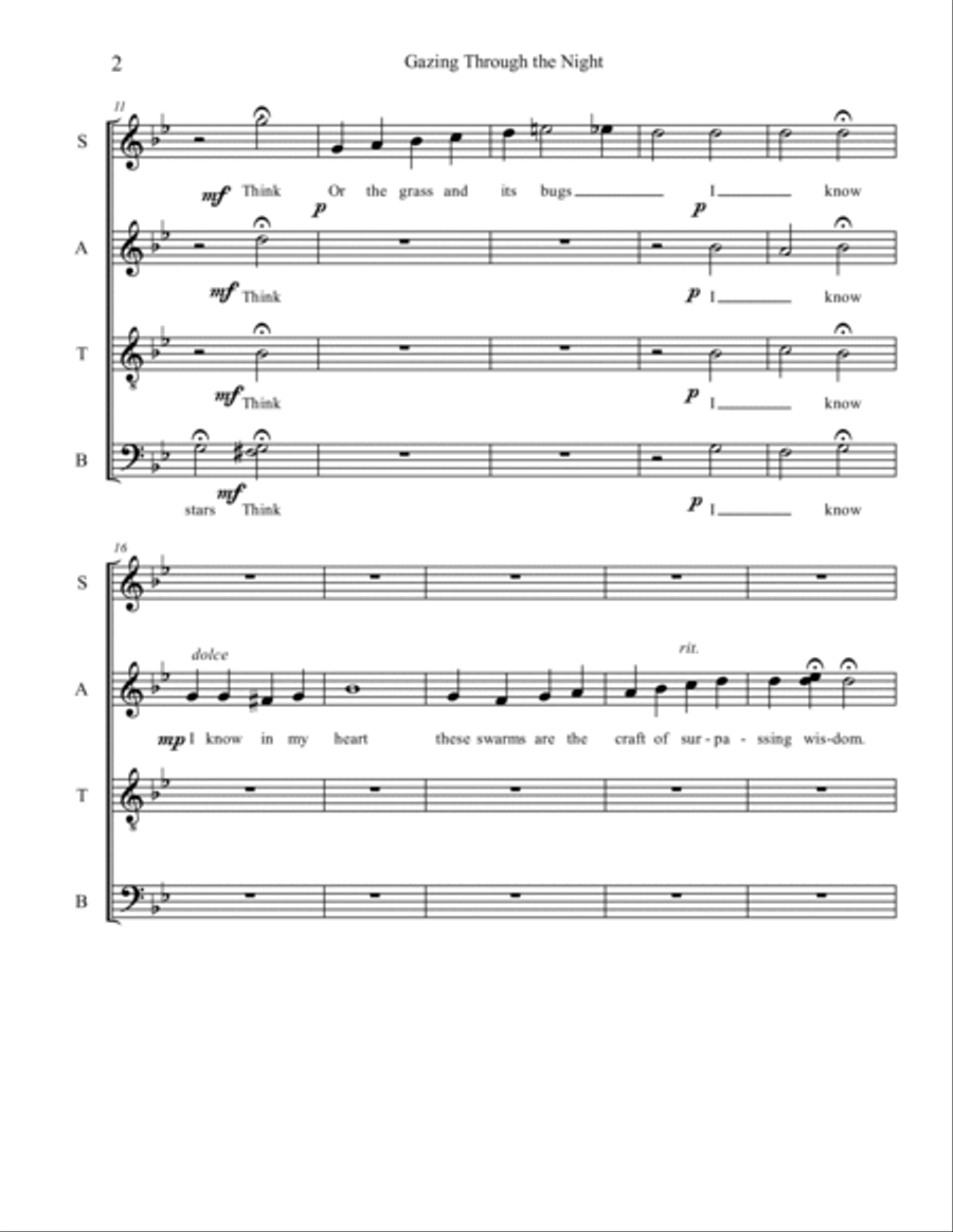 Gazing Through the Night 4-Part scores gallery preview page 2
