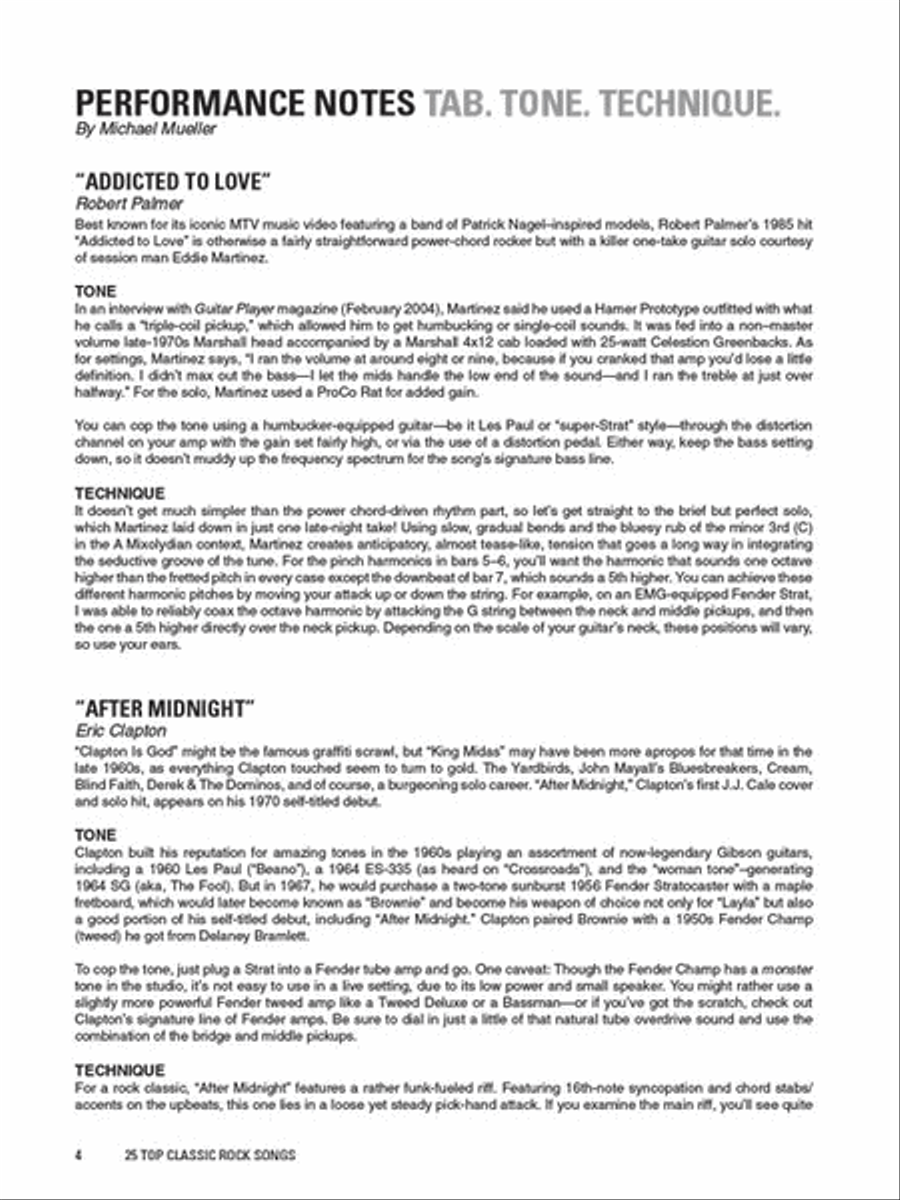 25 Top Classic Rock Songs – Tab. Tone. Technique. Electric Guitar scores gallery preview page 3