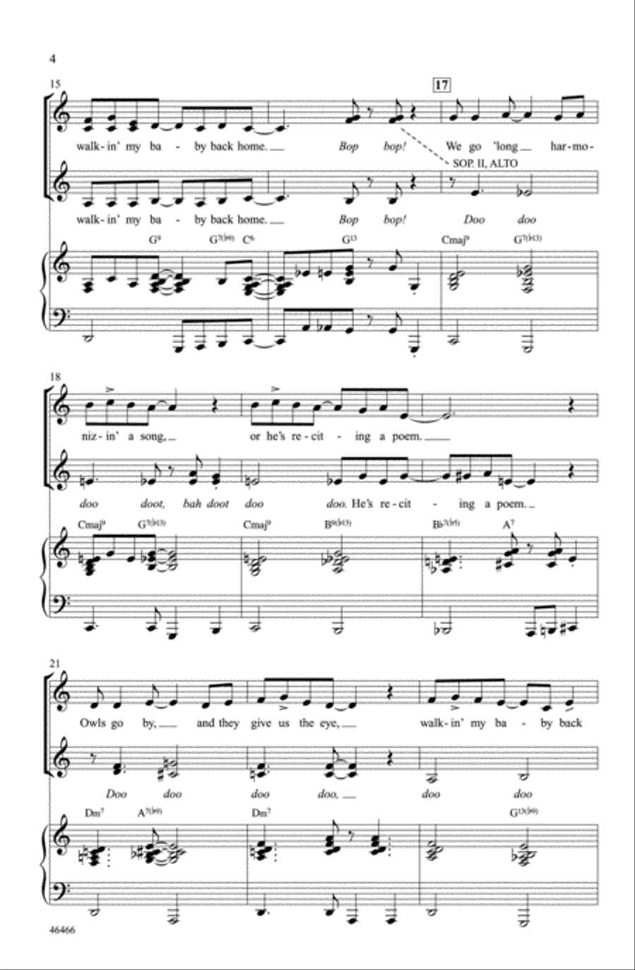 Walkin' My Baby Back Home Choir scores gallery preview page 3