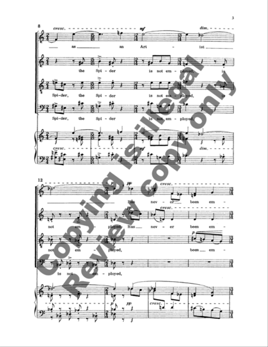 Dickinson Settings: The Spider as an Artist 4-Part scores gallery preview page 7