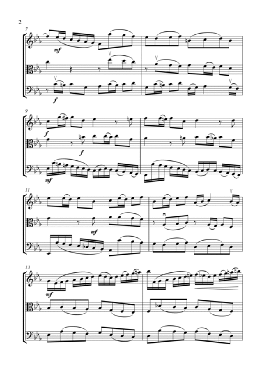 Fugue in C minor (BWV 847) from Well Tempered Clavier Book 1 - by JS Bach - arranged for String Trio String Trio scores gallery preview page 2