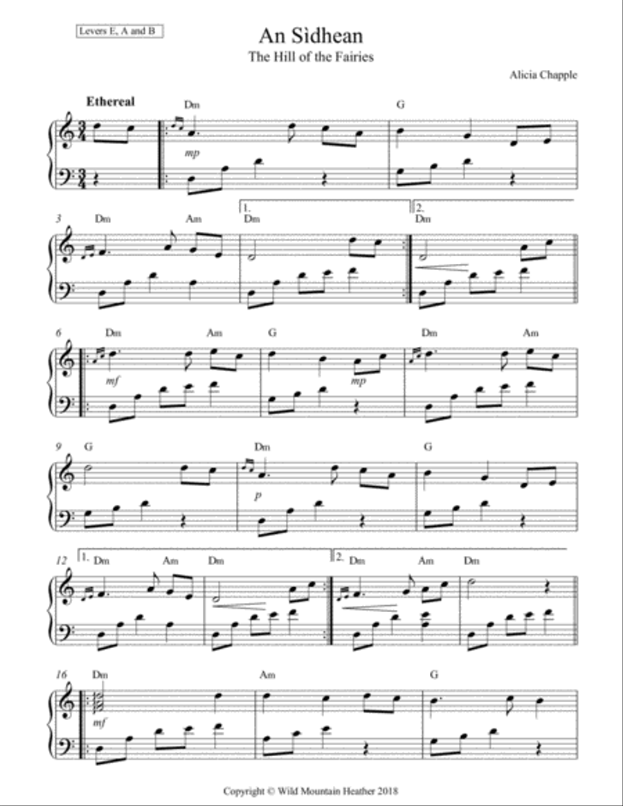 An Sìdhean Harp scores gallery preview page 1