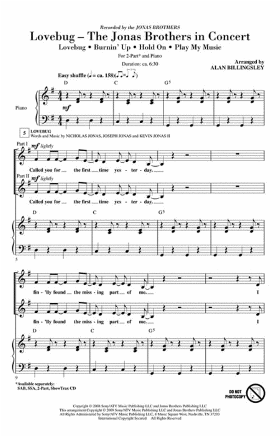 Lovebug – The Jonas Brothers In Concert 2-Part scores gallery preview page 2