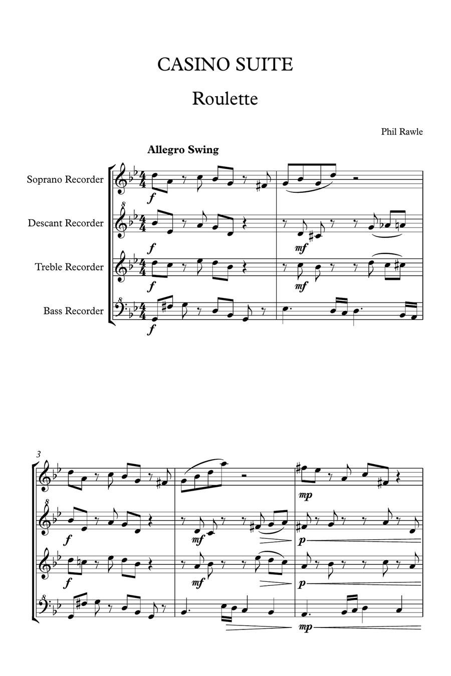 Casino Suite - Recorder Quartet