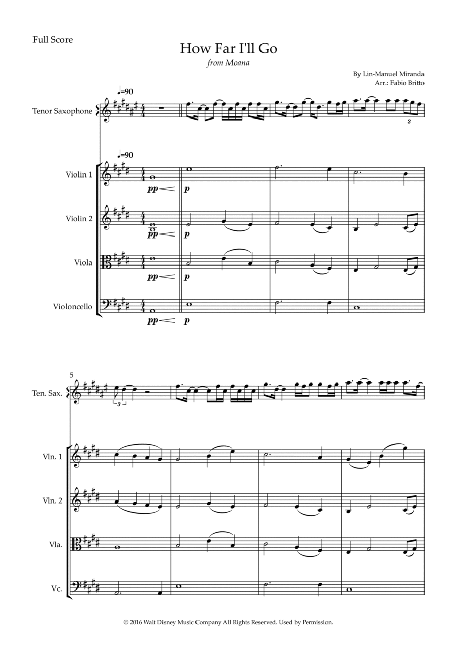 How Far I'll Go Small Ensemble scores gallery preview page 1