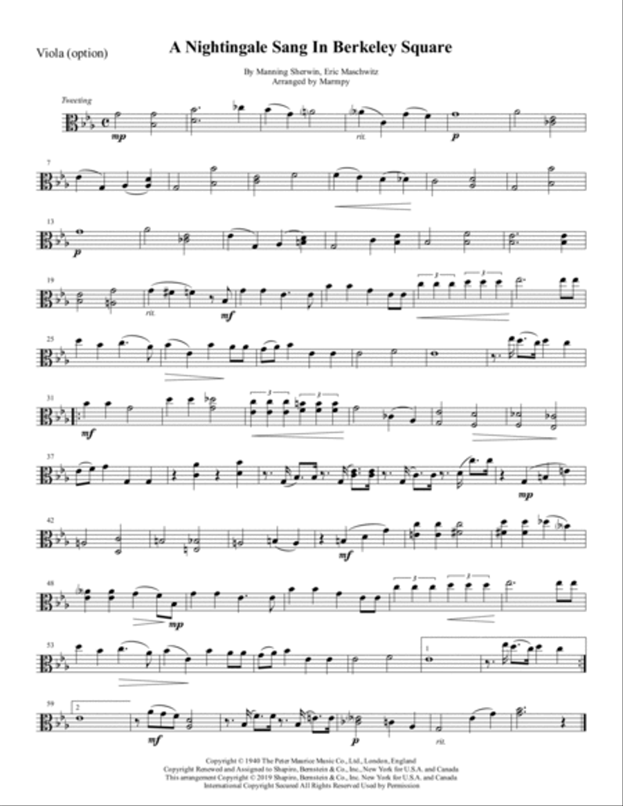 A Nightingale Sang In Berkeley Square String Trio scores gallery preview page 2