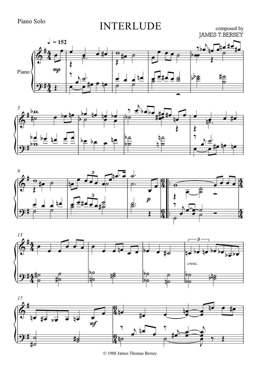 Interlude (piano solo) Chamber Music scores gallery preview page 3