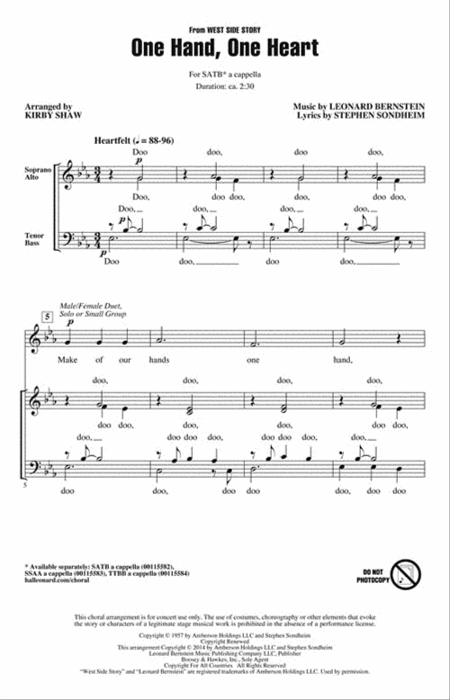 One Hand, One Heart 4-Part scores gallery preview page 2