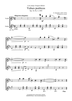 Valses poeticos Op. 10, No 5 for violin and guitar