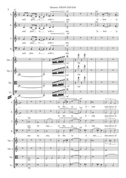 NIGHT AND DAY for SATB choir and Strings Choir - Digital Sheet Music