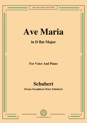 Book cover for Schubert-Ave maria in D flat Major,for voice and piano