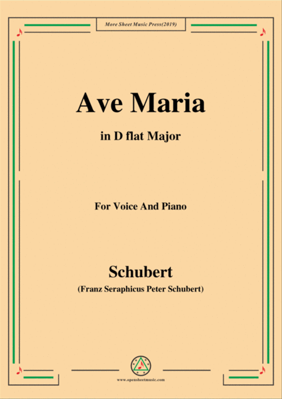 Schubert-Ave maria in D flat Major,for voice and piano Schubert-Ave maria in D flat Major,for voice and piano Voice Solo scores gallery preview page 1