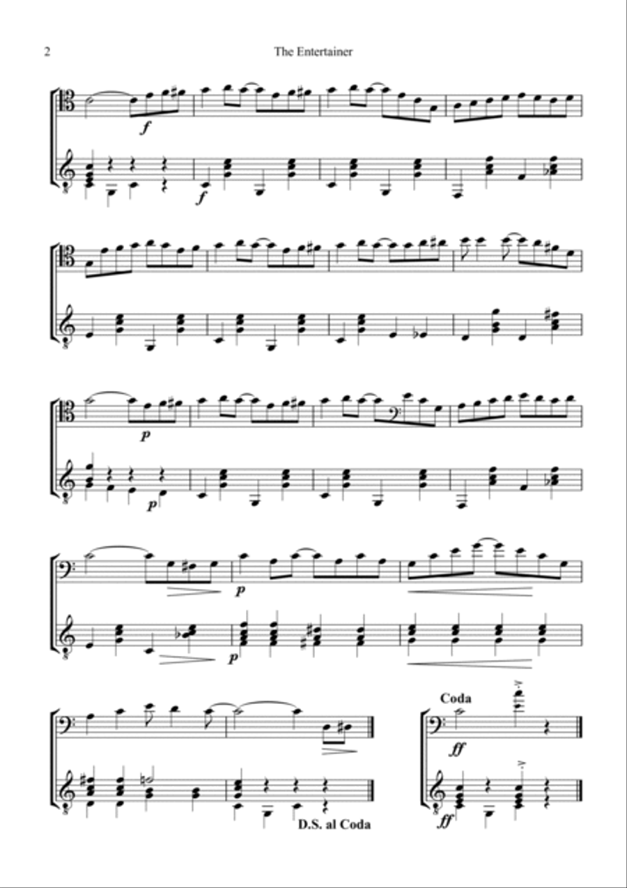 The Entertainer (abridged) for cello and guitar String Duet scores gallery preview page 2