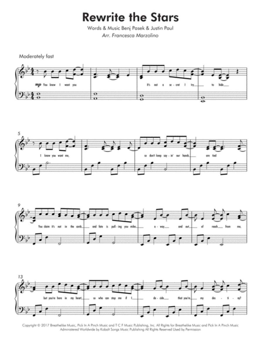 Rewrite The Stars from The Greatest Showman (Intermediate Piano) image number null