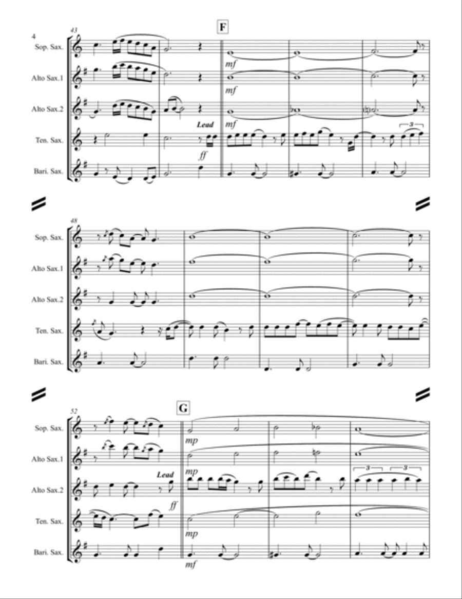 Friends In Low Places Saxophone Quartet scores gallery preview page 5