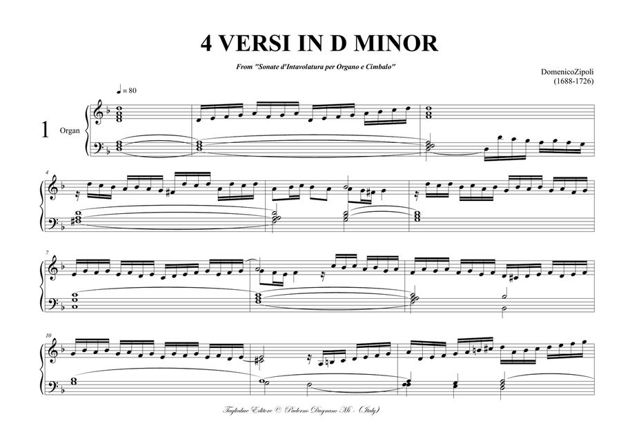 QUATTRO VERSI IN D MINOR - D. Zipoli -From Sonate d’Intavolatura per Organo e Cimbalo Organ Solo scores gallery preview page 2