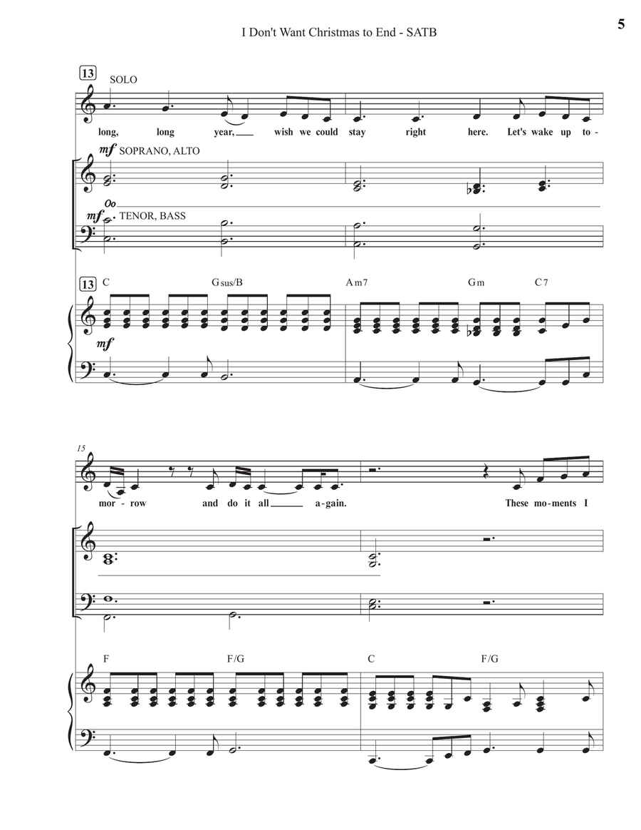 I Don't Want Christmas To End 4-Part scores gallery preview page 5