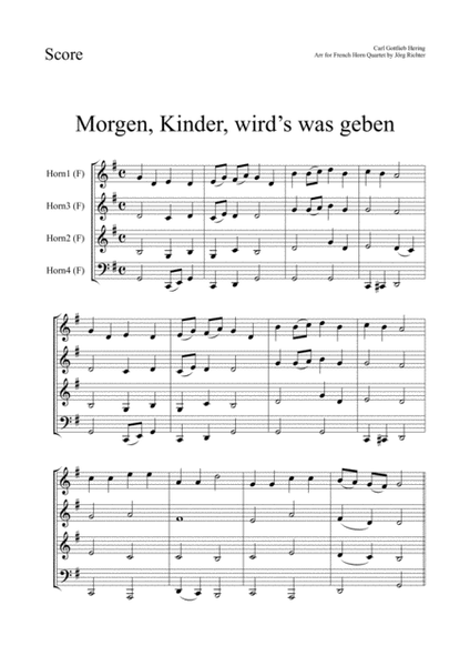 Tomorrow, children, there will be something (Morgen, Kinder, wird’s was geben) for Horn Quartet image number null