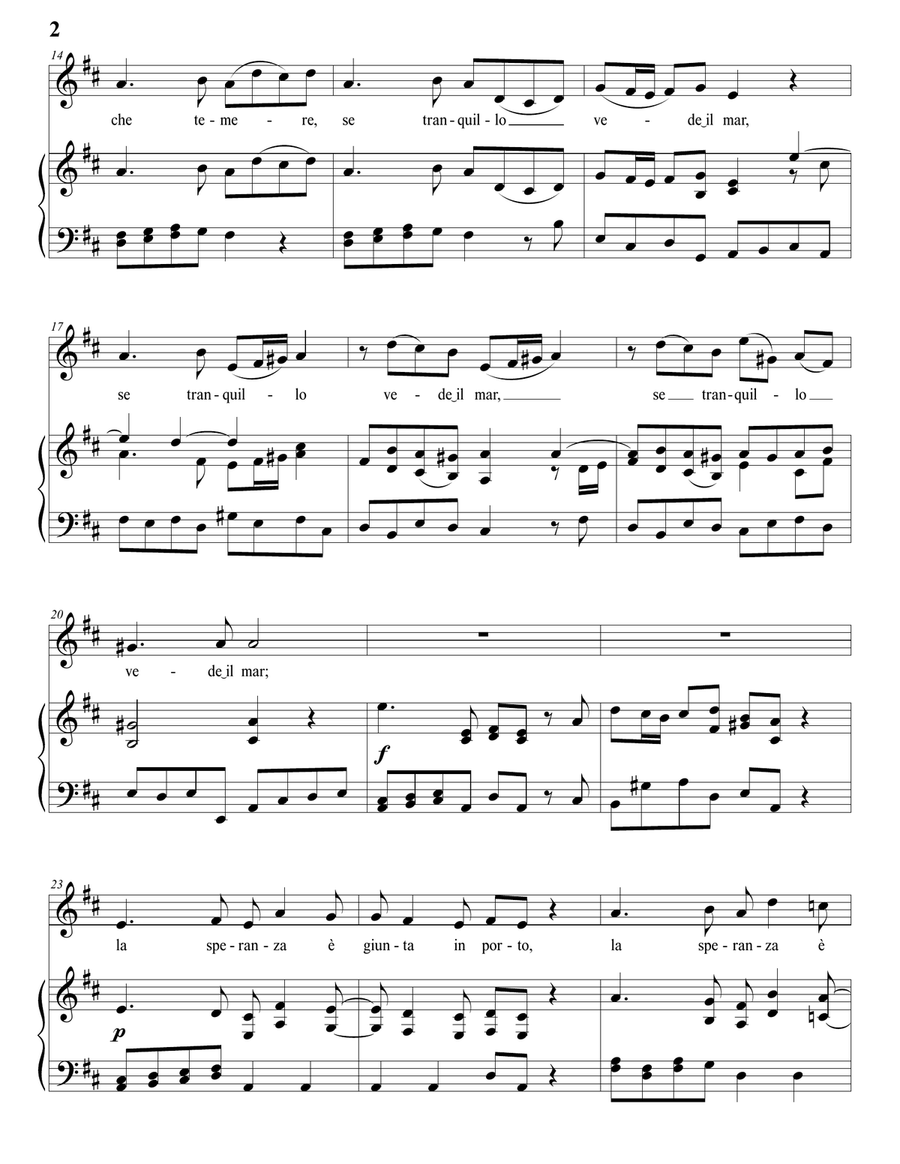 HANDEL: La speranza è giunta in porto (transposed to D major) Piano, Vocal scores gallery preview page 3
