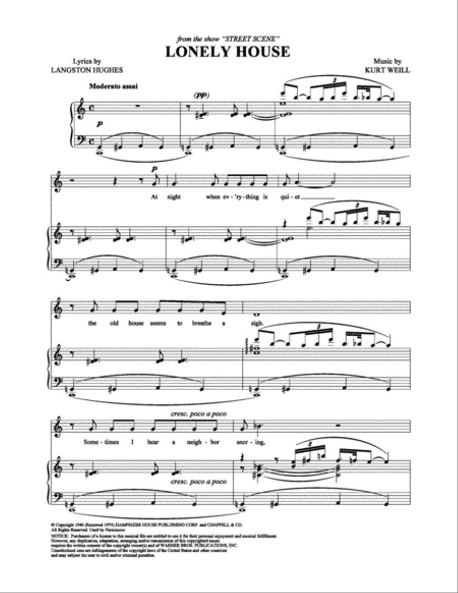 Lonely House Lonely House Piano, Vocal, Guitar scores gallery preview page 1