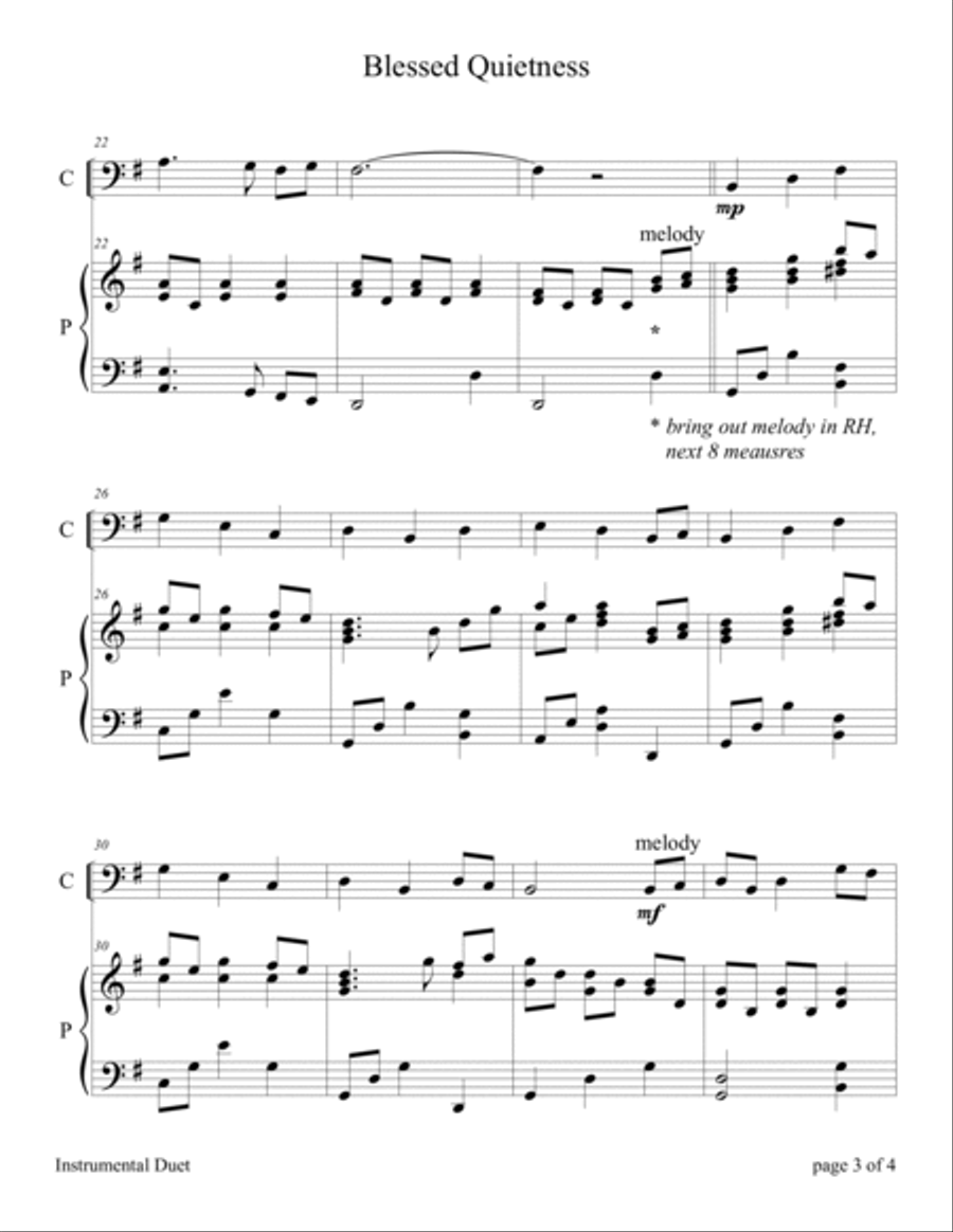 Praise Him with Stringed Instruments: Collection of 10 Hymns for Cello Solo with Piano Accompaniment Piano scores gallery preview page 6