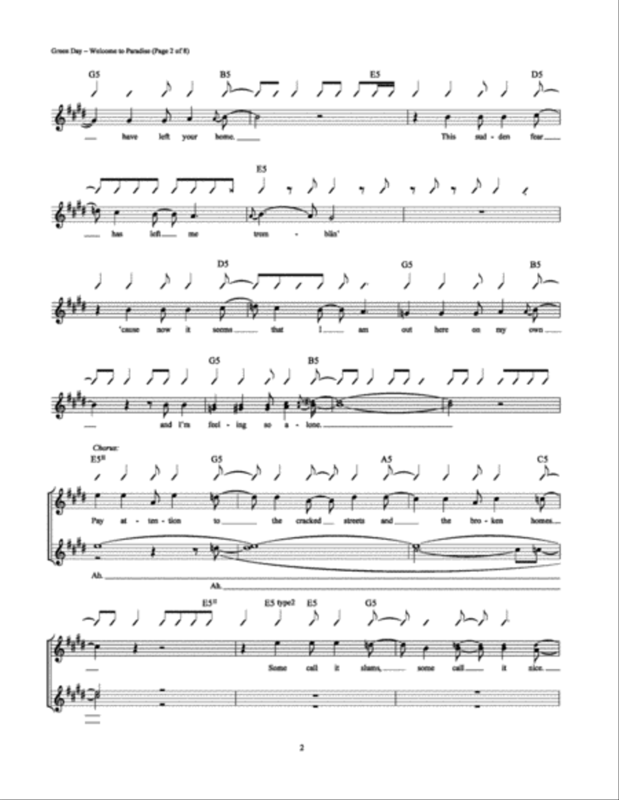 Welcome to Paradise Electric Guitar scores gallery preview page 2