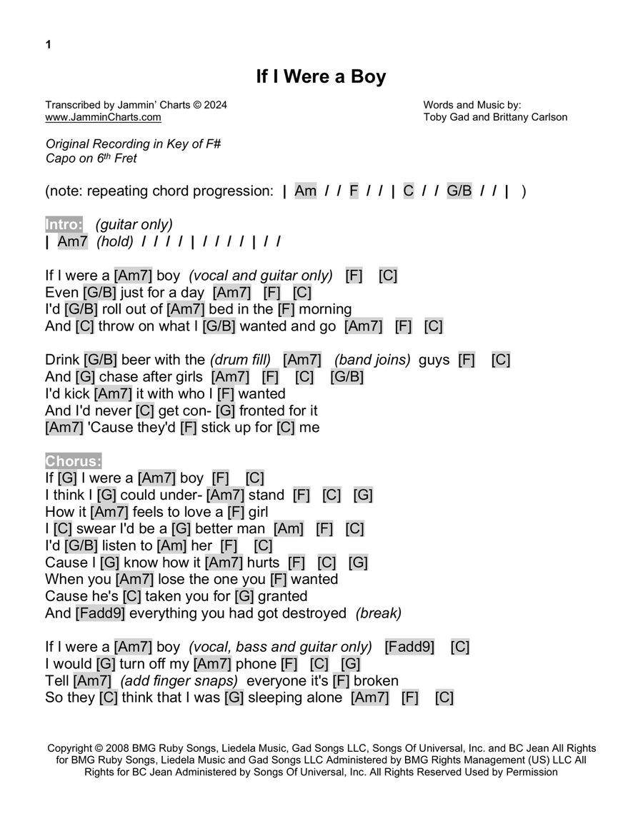 If I Were A Boy If I Were A Boy Acoustic Guitar scores gallery preview page 1