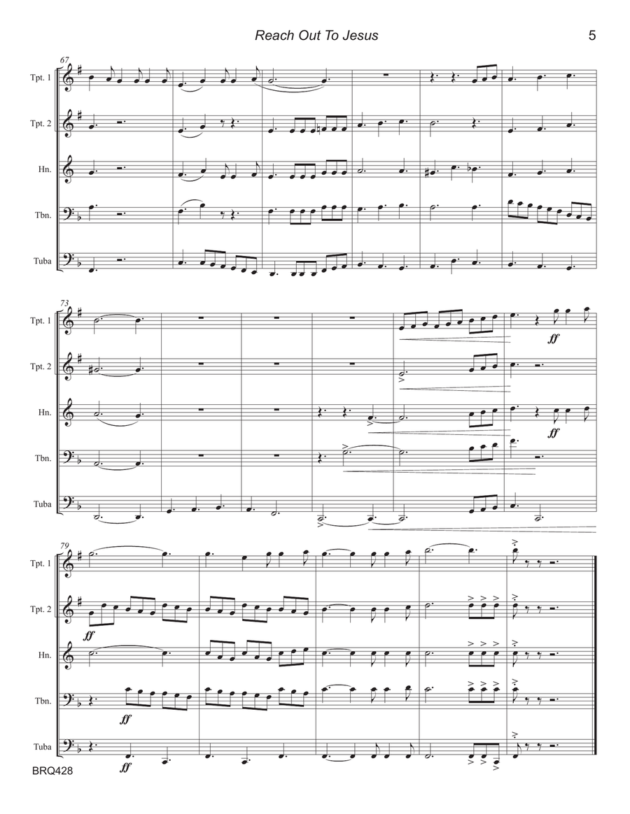 Reach Out To Jesus Brass Ensemble scores gallery preview page 5