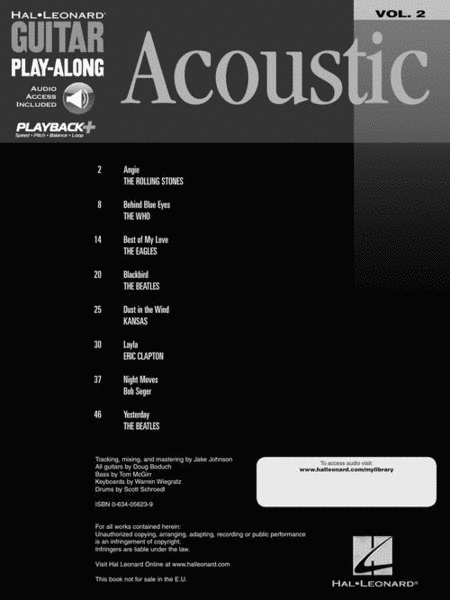 Acoustic Guitar Play-Along Vol. 2 by Various Acoustic Guitar - Sheet Music