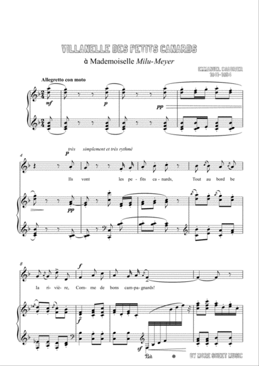 Chabrier-Villanelle des petits canards in F Major,for voice and piano Voice Solo scores gallery preview page 3