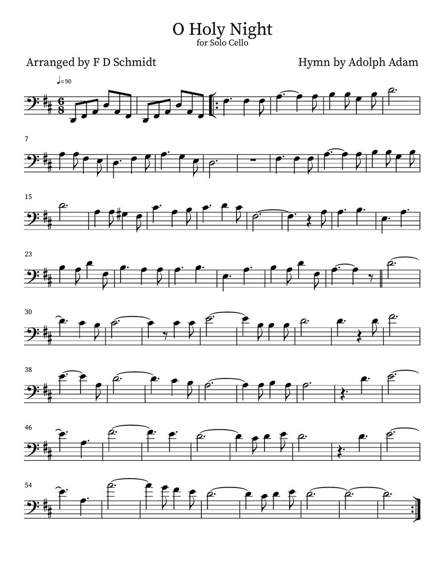 O Holy Night Cello Solo scores gallery preview page 1