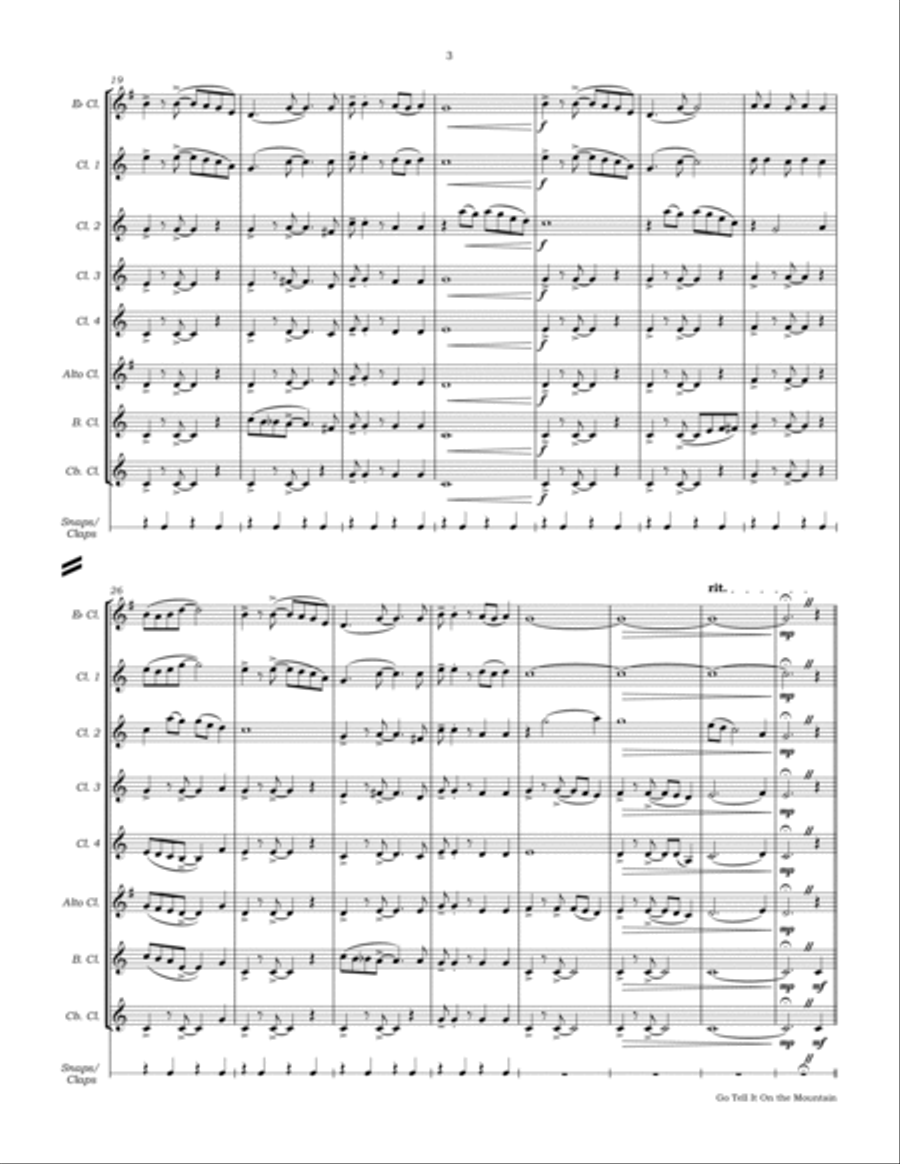 Go Tell It On The Mountain Clarinet Choir scores gallery preview page 6