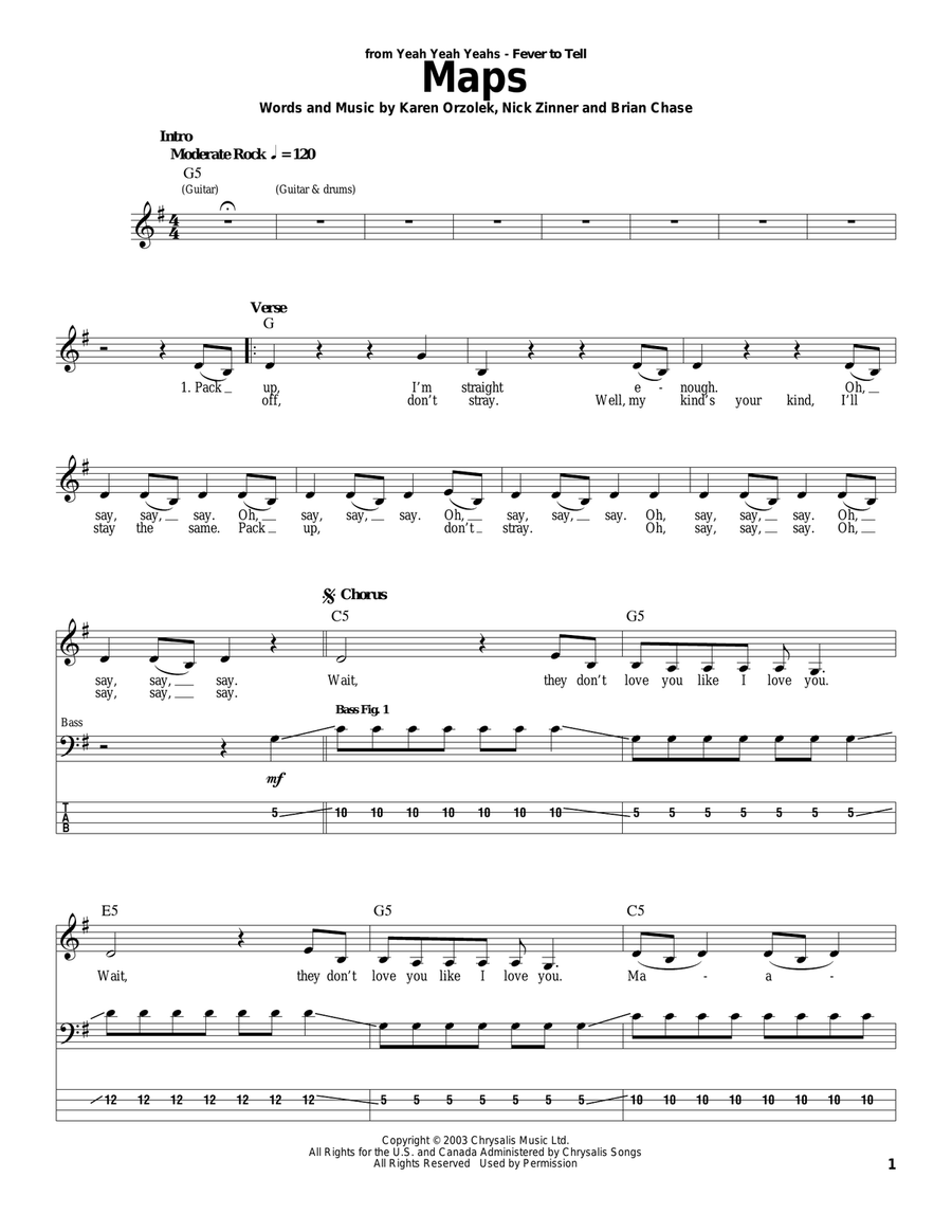 Maps Acoustic Guitar scores gallery preview page 1