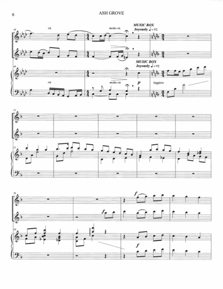 ASH GROVE ~ Flute, Violin (or 2 Violins), and Piano