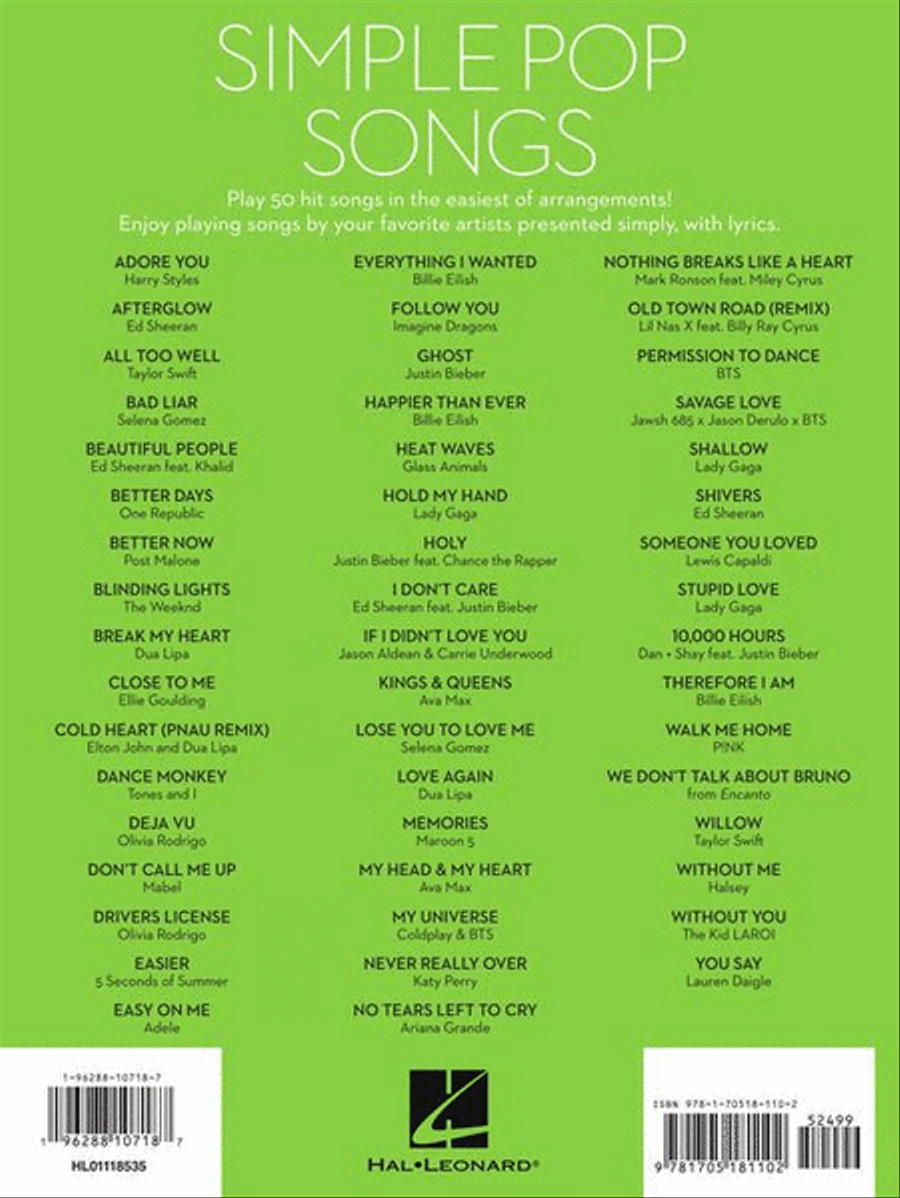 Simple Pop Songs Easy Piano scores gallery preview page 6