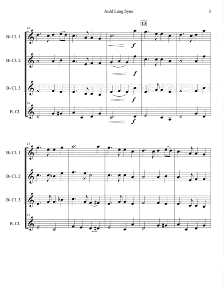 Auld Lang Syne for Clarinet Quartet image number null