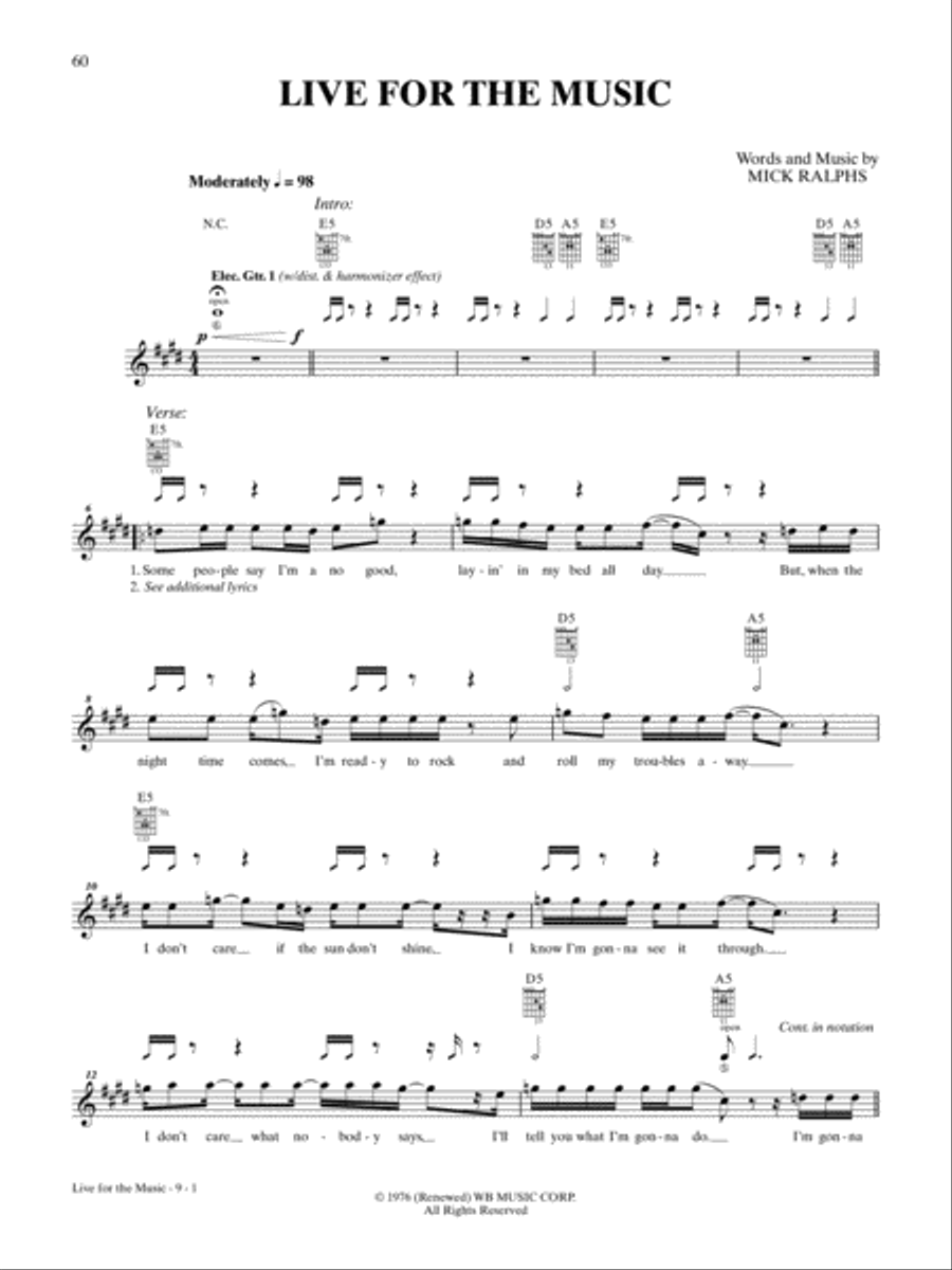 Live for the Music Guitar Tablature scores gallery preview page 1