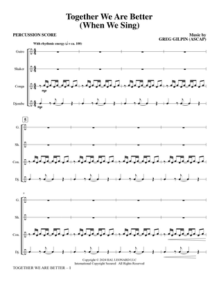 Book cover for Together We Are Better (When We Sing) - Percussion Score
