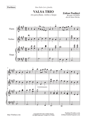 Book cover for Valse trio (easy), for flute, violin, harp (or piano). For beginners. - Score Only