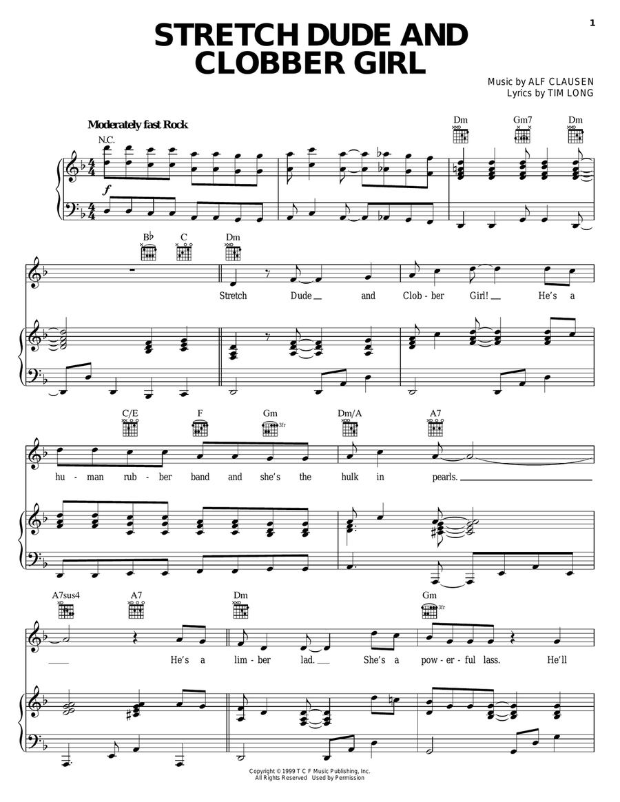 Stretch Dude And Clobber Girl Piano, Vocal, Guitar scores gallery preview page 1
