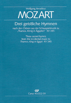 Book cover for Drei geistliche Hymnen nach den "Thamos"-Choren