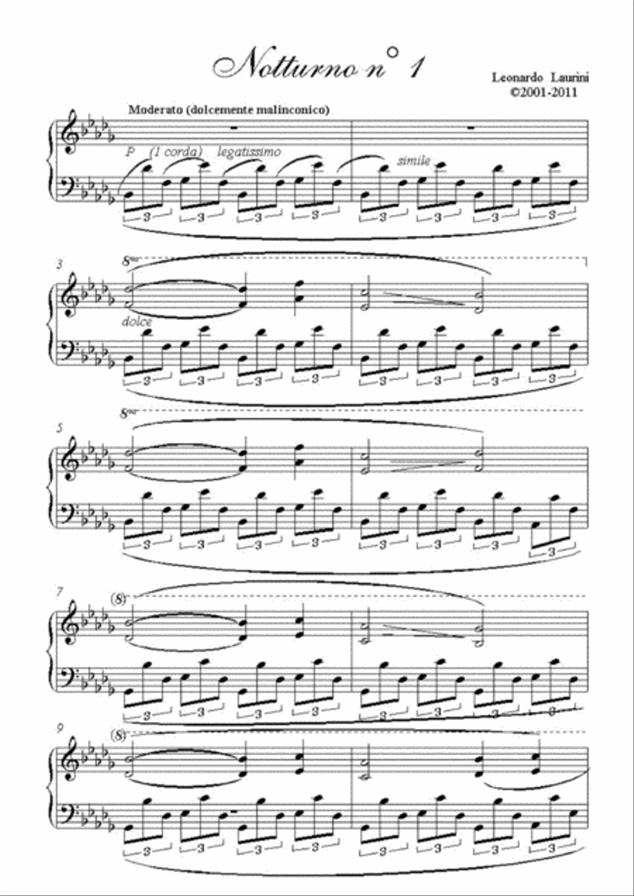 Notturno n.1 in b flat min. Piano Solo scores gallery preview page 1
