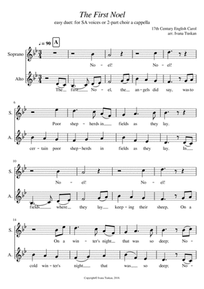 The First Noel, for SA duet or 2 - part choir a cappella