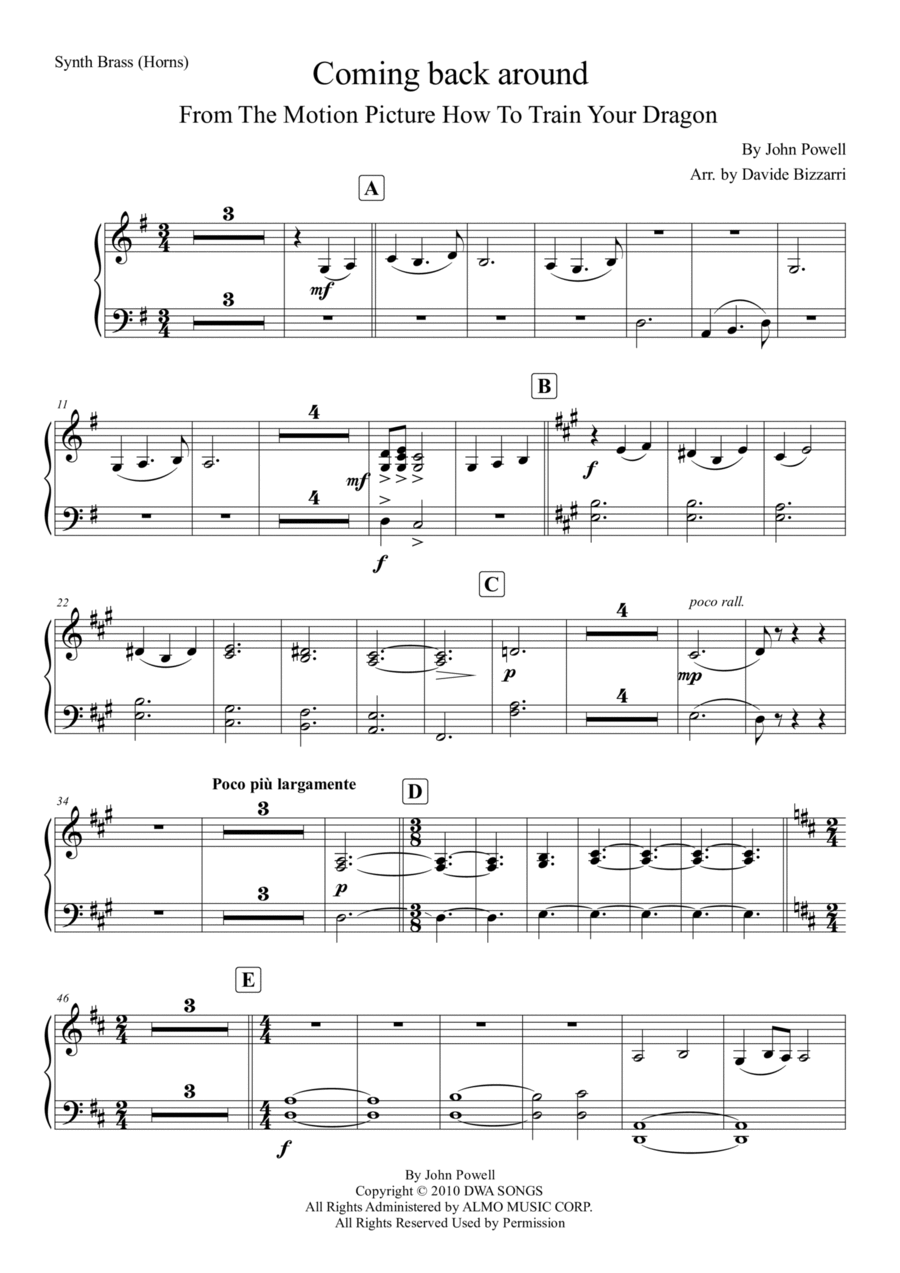 Coming Back Around Piano scores gallery preview page 1