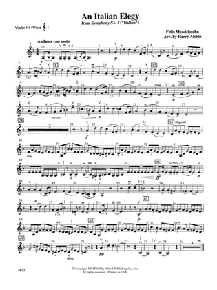 An Italian Elegy, from Symphony No. 4 "Italian": 3rd Violin (Viola [TC])